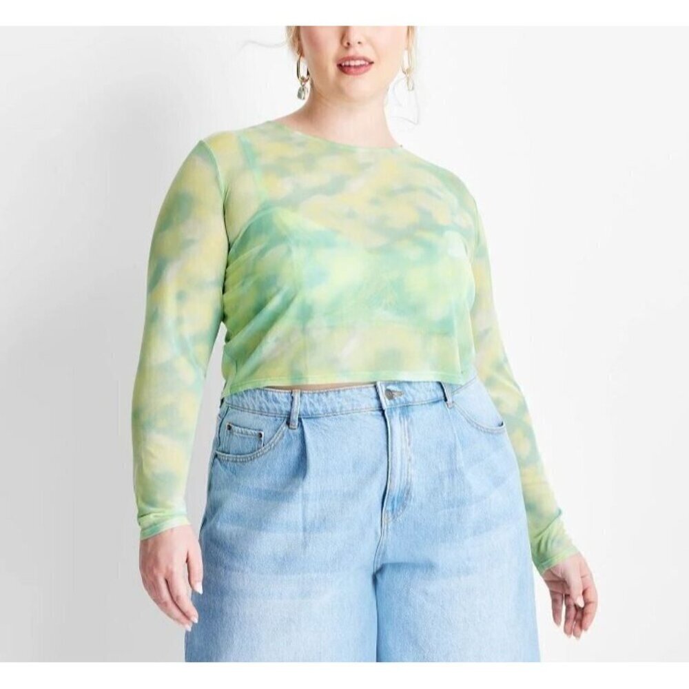 Future Collective Gabriella Karefa Johnson Top Womens 4X Tie Dye Mesh Crop Boho